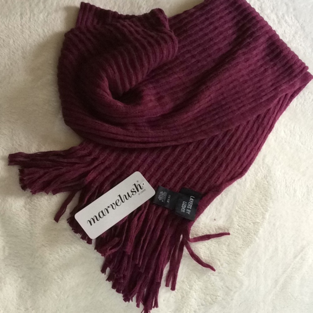 Knit Textured Scarf Wrap Fuchsia